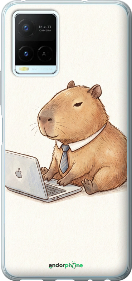 Силиконовый чехол Funny Capybara CEO Working для Vivo Y21 - 6777u-669 изображение 