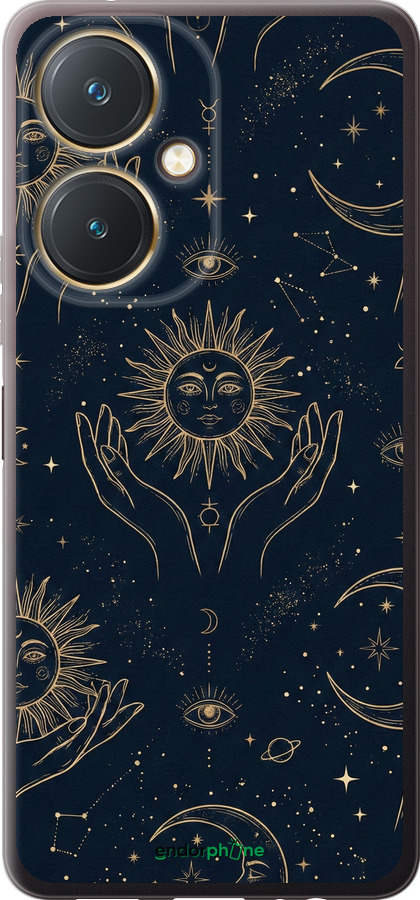 Силіконовий чехол Celestial Harmony: Sun & Moon Gold Mystic Pattern для Vivo Y27 - 6778u-579 изображение 
