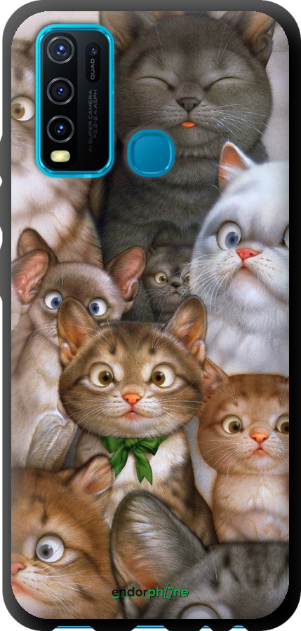 

TPU чорний чохол "Коти" для Vivo Y30