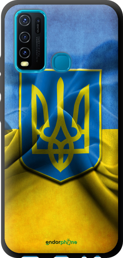 

TPU чорний чохол "Прапор та герб України" для Vivo Y30, Блакитний