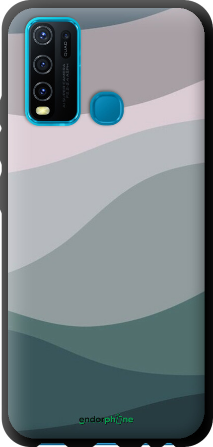 TPU чехол С фиолетовым и бирюзовым ретро-стилем и волнами для Vivo Y30 - 6533b-2154 изображение 