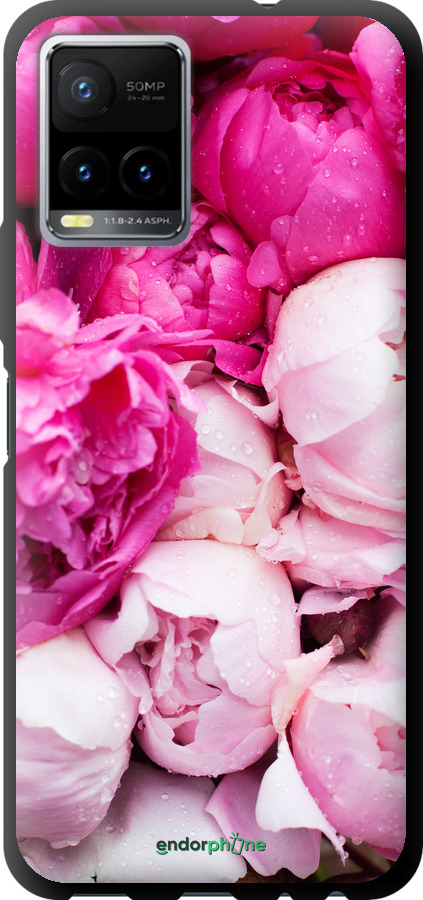 

Coque du TPU noir "Pivoines roses" pour Vivo Y33s, Rose