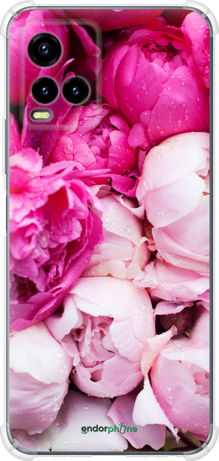 

Stoßfestes Silikon mit verstärkten Ecken Hülle Rosa Pfingstrosen" für Vivo Y33s"