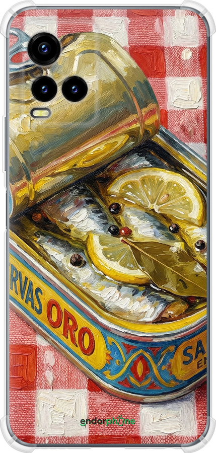 Силикон с усиленными углами чехол Vintage Sardine Tin Phone для Vivo Y33s - 6772sp-2643 изображение 