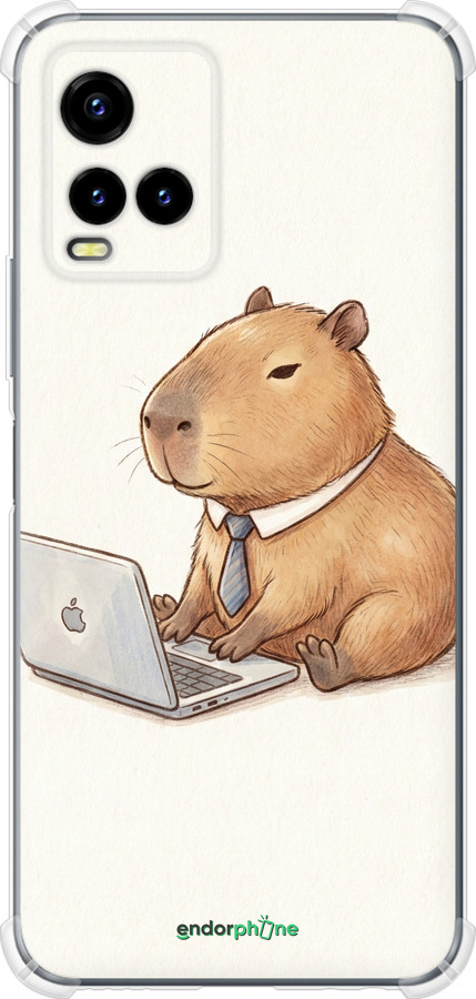 Силикон с усиленными углами чехол Funny Capybara CEO Working для Vivo Y33s - 6777sp-2643 изображение 