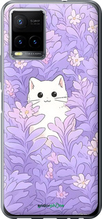 Силиконовый чехол Котик в цветах для Vivo Y33s - 6390u-2643 изображение 