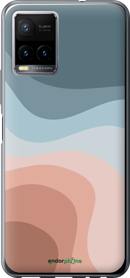 Силіконовий чехол З синіми та рожевими хвилями в стилі ретро для Vivo Y33s - 6532u-2643 изображение 