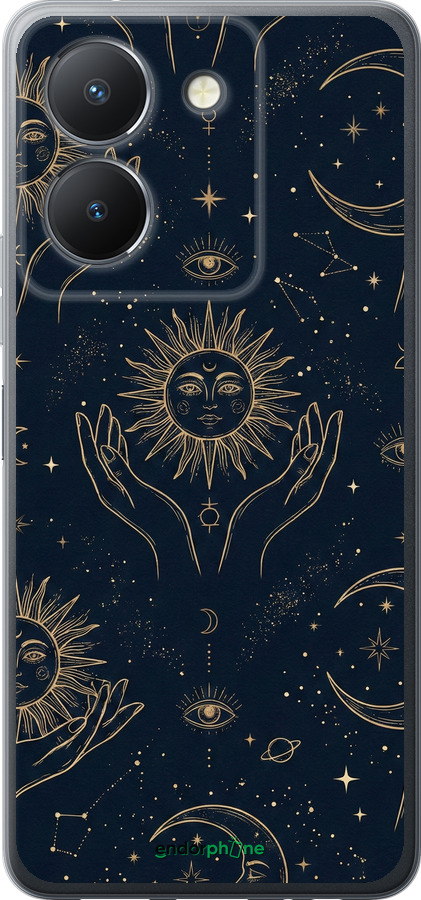 Силиконовый чехол Celestial Harmony: Sun & Moon Gold Mystic Pattern для Vivo Y36 4G - 6778u-3418 изображение 