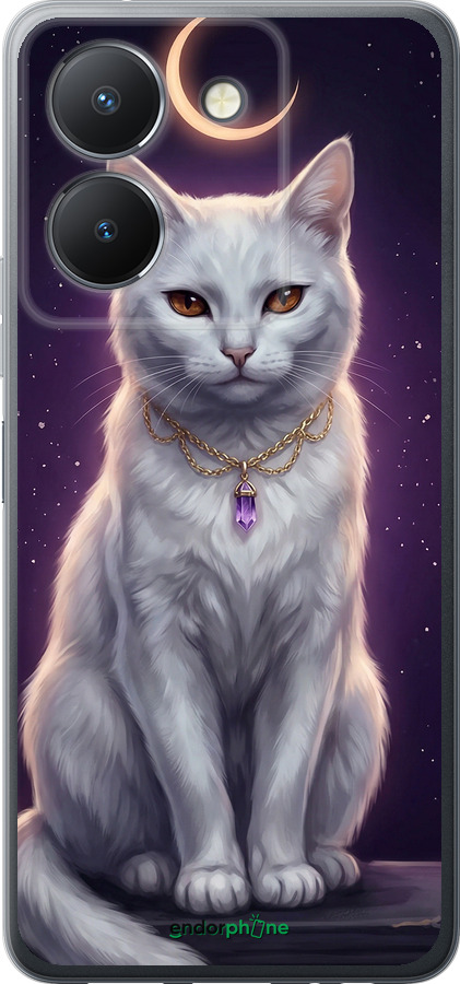 Силиконовый чехол Mystic White Cat Gothic Dark Purple Gold для Vivo Y36 5G - 6805u-3135 изображение 