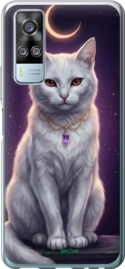 Силиконовый чехол Mystic White Cat Gothic Dark Purple Gold для Vivo Y51 2020 - 6805u-2241 изображение 