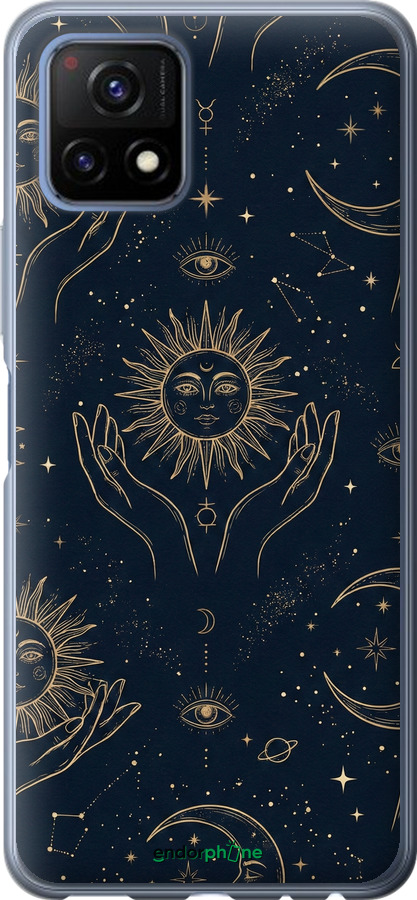 Силіконовий чехол Celestial Harmony: Sun & Moon Gold Mystic Pattern для Vivo Y52S - 6778u-2242 изображение 