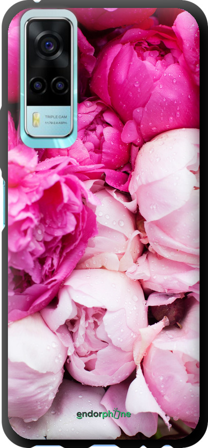

TPU schwarz Hülle Rosa Pfingstrosen" für Vivo Y53s"