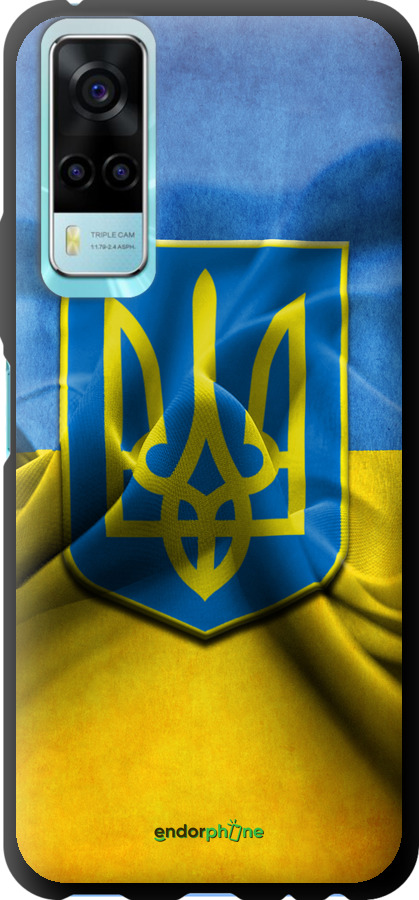 

TPU чорний чохол "Прапор та герб України" для Vivo Y53s, Блакитний