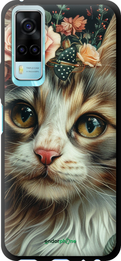 

TPU чохол "Cats and flowers" для Vivo Y31, Рожевий