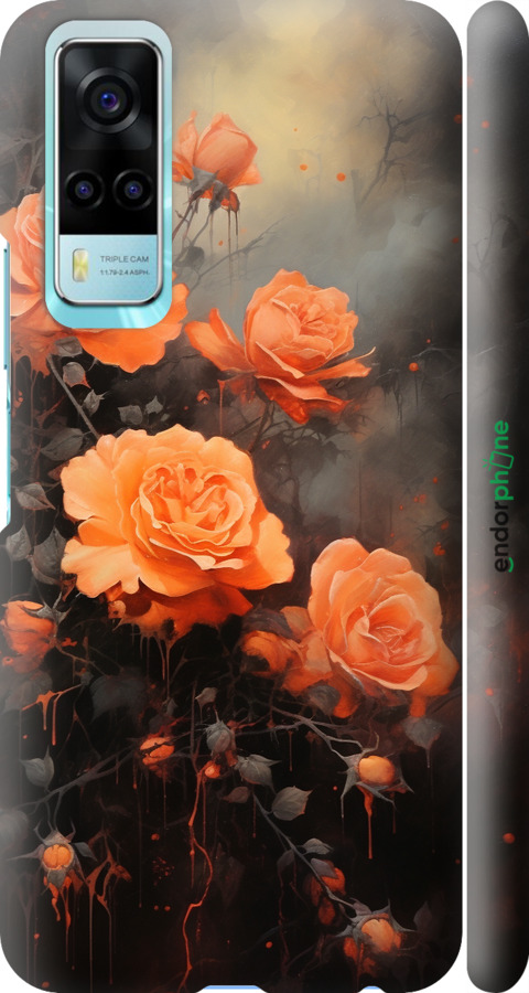 3D пластиковий матовий чехол Оранжеві троянди для Vivo Y53s - 5944m-2438 изображение 