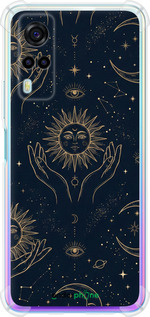 Силикон с усиленными углами чехол Celestial Harmony: Sun & Moon Gold Mystic Pattern для Vivo Y31 - 6778sp-584 изображение 