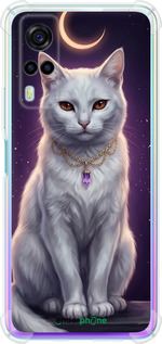 Силикон с усиленными углами чехол Mystic White Cat Gothic Dark Purple Gold для Vivo Y53s - 6805sp-2438 изображение 