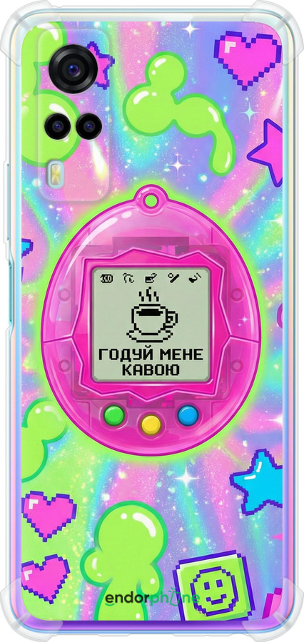 Силіконовий протиударний с посиленими кутами чехол Y2K Aesthetic Retro Pet: Годуй мене кавою для Vivo Y53s - 6784sp-2438 изображение 