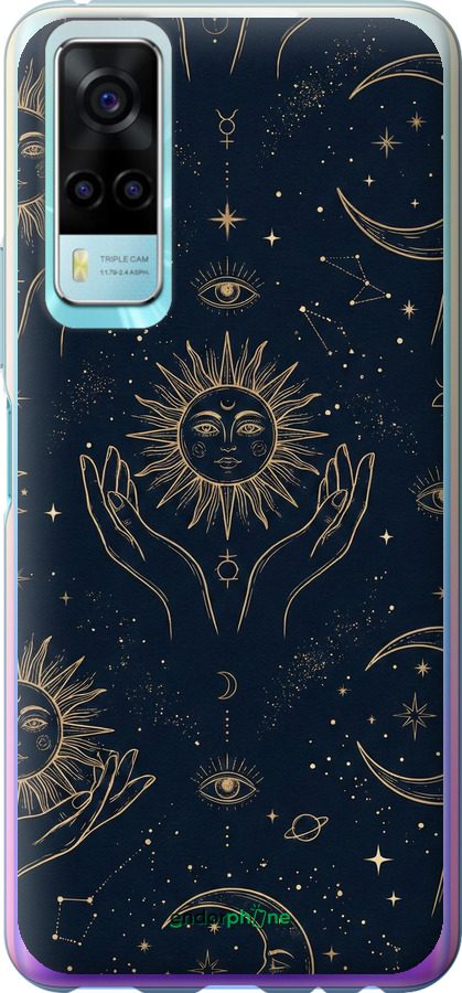 Силіконовий чехол Celestial Harmony: Sun & Moon Gold Mystic Pattern для Vivo Y53s - 6778u-2438 изображение 