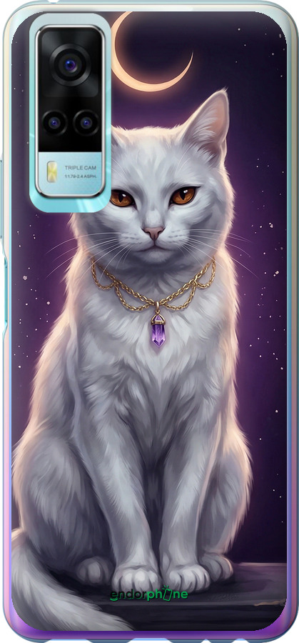 Силиконовый чехол Mystic White Cat Gothic Dark Purple Gold для Vivo Y53s - 6805u-2438 изображение 