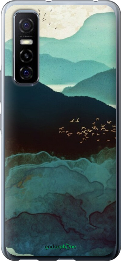 Силиконовый чехол С изображением гор Индиго для Vivo Y73S - 6484u-2159 изображение 