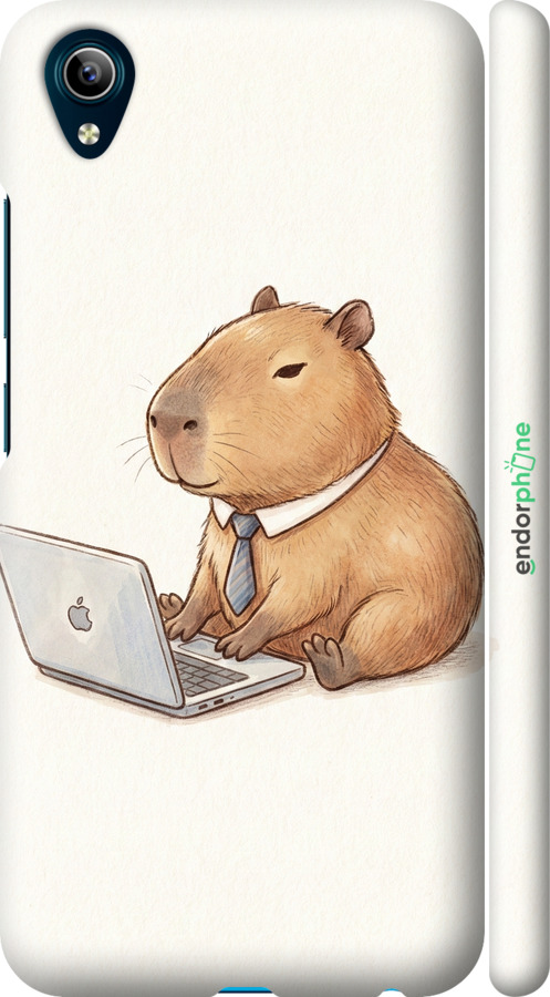 3D пластиковый матовый чехол Funny Capybara CEO Working для Vivo Y91C - 6777m-1762 изображение 