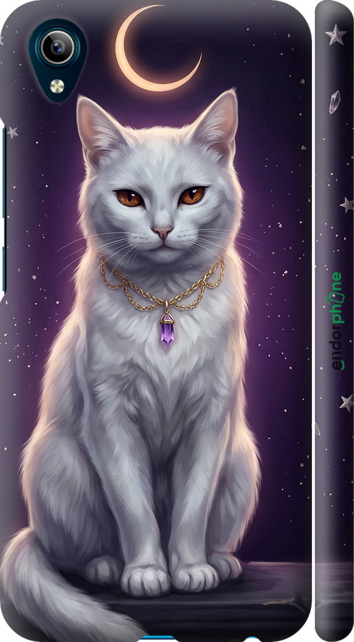 3D пластиковий матовий чехол Mystic White Cat Gothic Dark Purple Gold для Vivo Y91C - 6805m-1762 изображение 