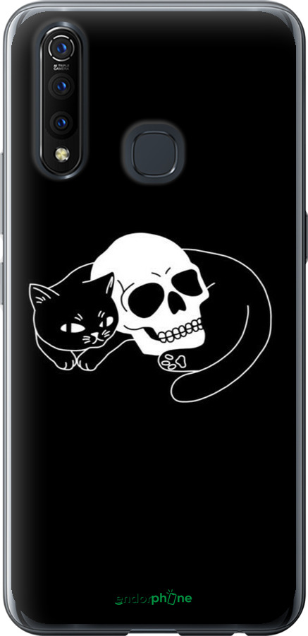 Силіконовий чехол Із зображенням кота та черепа для Vivo Z5X - 6491u-1765 изображение 