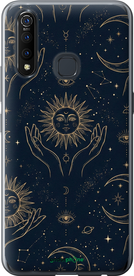 Силіконовий чехол Celestial Harmony: Sun & Moon Gold Mystic Pattern для Vivo Z5X - 6778u-1765 изображение 