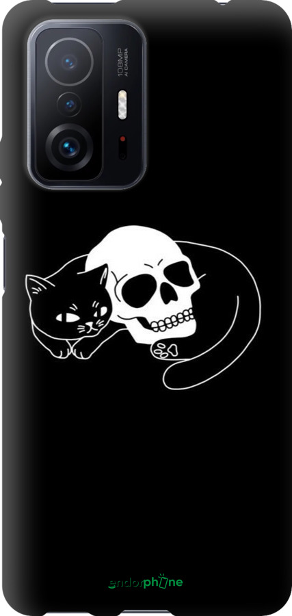 TPU чехол С изображением кота и черепа для Xiaomi 11T - 6491b-2487 изображение 