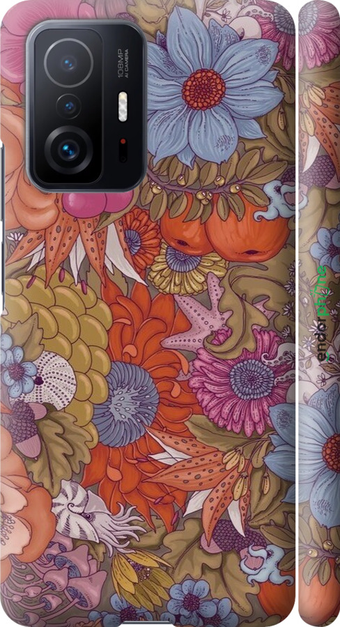 3D пластиковий матовий чехол Абстрактні  квіти для Xiaomi 11T Pro - 6526m-2552 изображение 