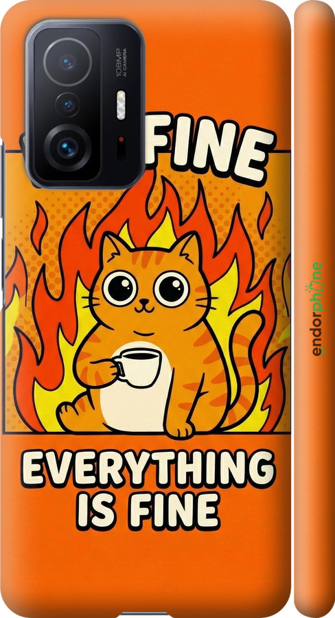 3D пластиковый матовый чехол Funny Cat для Xiaomi 11T Pro - 6786m-2552 изображение 