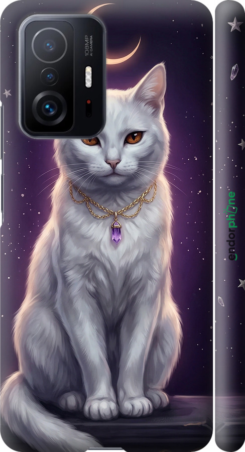 3D пластиковий матовий чехол Mystic White Cat Gothic Dark Purple Gold для Xiaomi 11T - 6805m-2487 изображение 