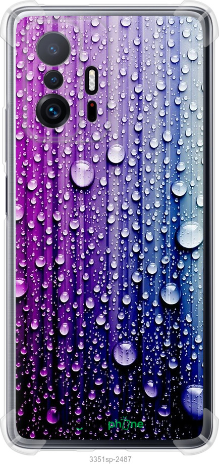 

Силіконовий протиударний с посиленими кутами чохол "Краплини води" для Xiaomi 11T, Синій