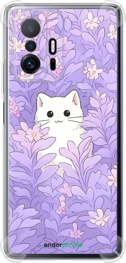 Силикон с усиленными углами чехол Котик в цветах для Xiaomi 11T - 6390sp-2487 изображение 
