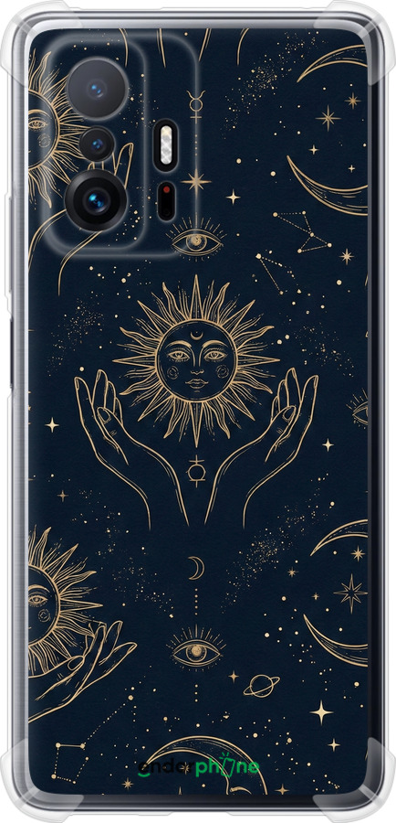 Силикон с усиленными углами чехол Celestial Harmony: Sun & Moon Gold Mystic Pattern для Xiaomi 11T - 6778sp-2487 изображение 