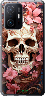 2D пластиковый чехол Череп в розовых цветах для Xiaomi 11T Pro - 5965t-2552 изображение 