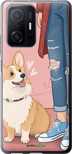Силіконовий чехол Корги 3 для Xiaomi 11T Pro - 6707u-2552 изображение 