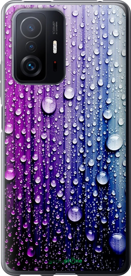 

2D пластиковий чохол "Краплини води" для Xiaomi 11T, Синій