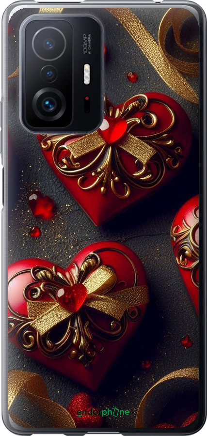 Силиконовый чехол Сердечки v4 для Xiaomi 11T - 5834u-2487 изображение 