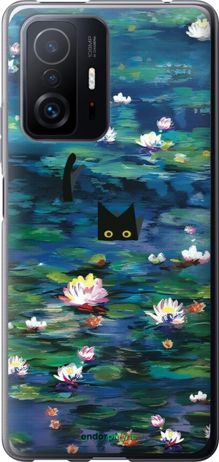 Силиконовый чехол Чехол с изображением водяных лилий Моне и кошек для Xiaomi 11T Pro - 6399u-2552 изображение 