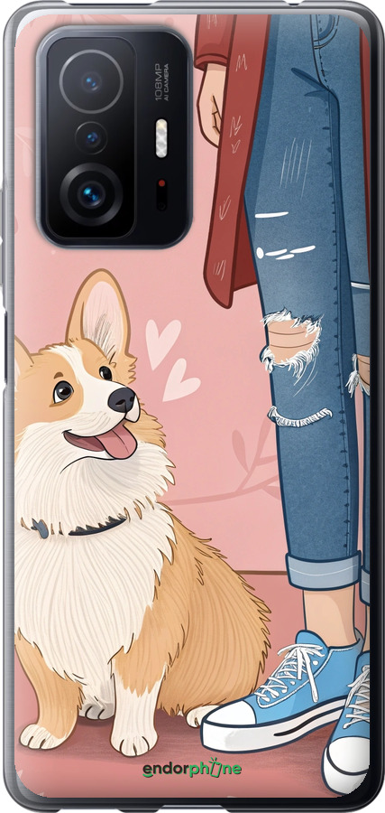 Силіконовий чехол Корги 3 для Xiaomi 11T Pro - 6707u-2552 изображение 