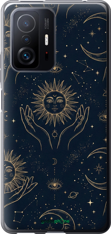 Силиконовый чехол Celestial Harmony: Sun & Moon Gold Mystic Pattern для Xiaomi 11T - 6778u-2487 изображение 