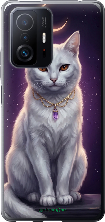 Силиконовый чехол Mystic White Cat Gothic Dark Purple Gold для Xiaomi 11T - 6805u-2487 изображение 