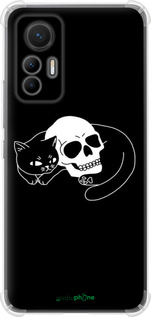 Силикон с усиленными углами чехол С изображением кота и черепа для Xiaomi 12 Lite - 6491sp-2579 изображение 