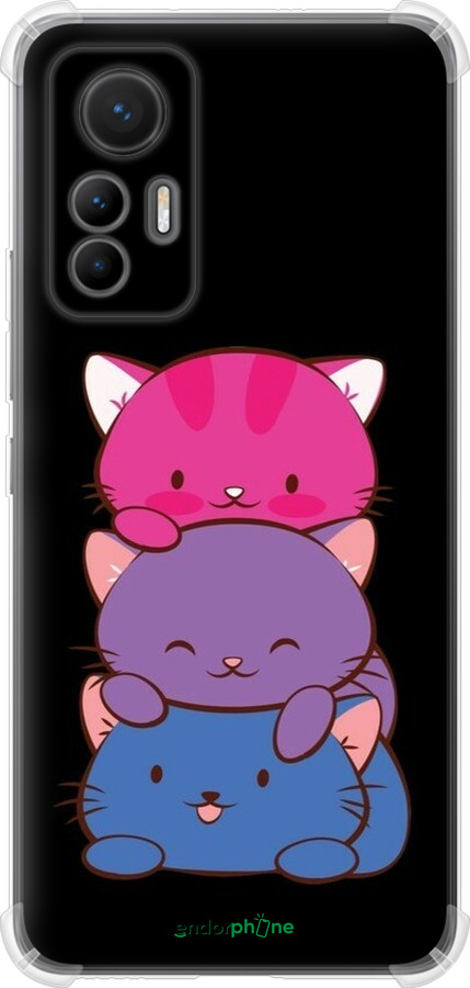 Силикон с усиленными углами чехол Милые кошки для Xiaomi 12 Lite - 6518sp-2579 изображение 