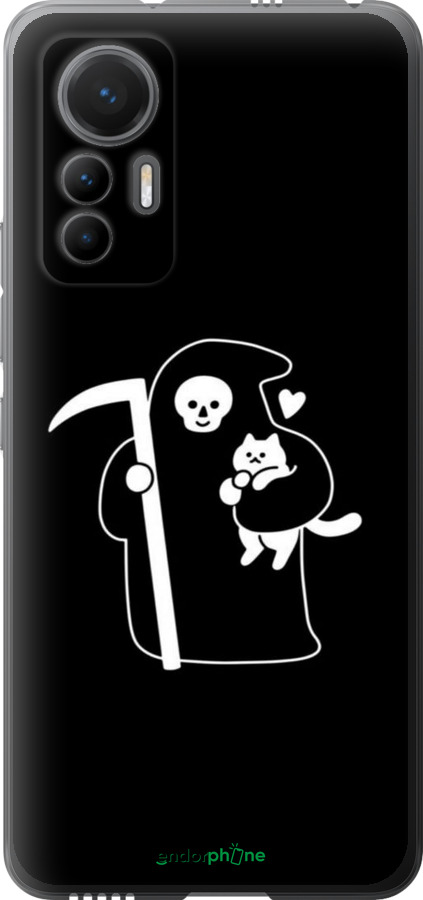 Силиконовый чехол Минималистичный арт: смерть и кошка для Xiaomi 12 Lite - 6529u-2579 изображение 