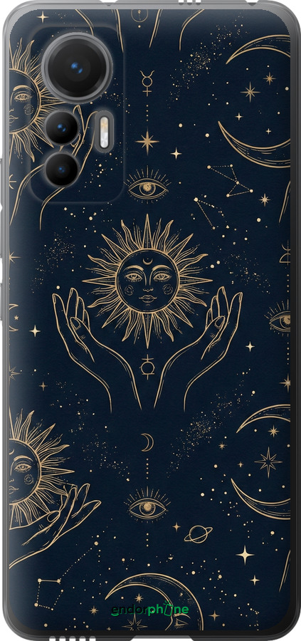 Силиконовый чехол Celestial Harmony: Sun & Moon Gold Mystic Pattern для Xiaomi 12 Lite - 6778u-2579 изображение 