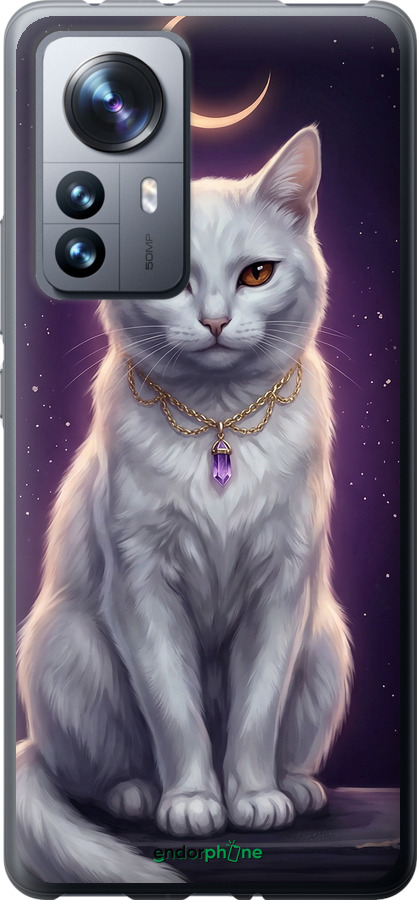 Силиконовый чехол Mystic White Cat Gothic Dark Purple Gold для Xiaomi 12 Pro - 6805u-2560 изображение 