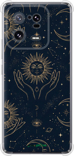 Силикон с усиленными углами чехол Celestial Harmony: Sun & Moon Gold Mystic Pattern для Xiaomi 13 Pro - 6778sp-2959 изображение 